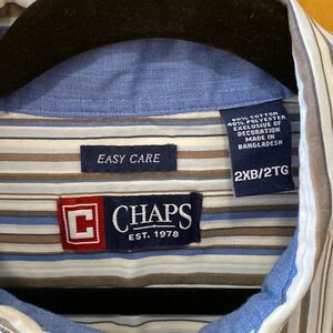 Chaps blue/brown/white pinstripe button down shirt
